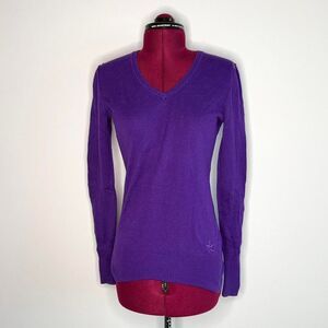 Nollie Vintage Y2K Cotton-Cashmere Blend Purple V-neck Sweater Size M